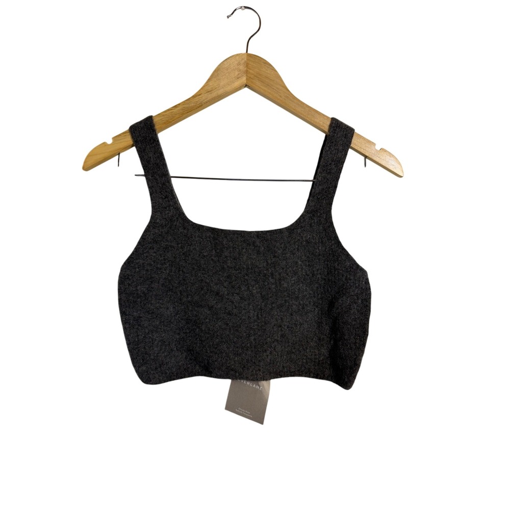 Everlane The Cozy-Stretch Tank M Heathered Charcoal Wool Yak Knit Crop Top